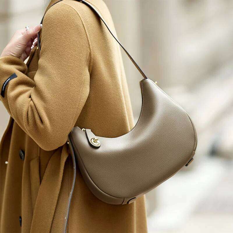 ZOOLER Hot Seller Women Bag Fashion Real Leather Shoulder Bags Handcraft Ladies Cow Skin Half Moon Purses#Yc308