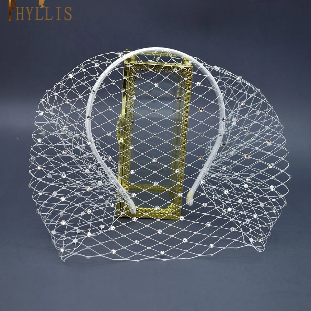 JM06 Handmade Birdcage Veil Rhinestone Headband Fascinator Hat Vintage Wedding Bridal Headpiece Hairbands Party Hair Accessories 250530