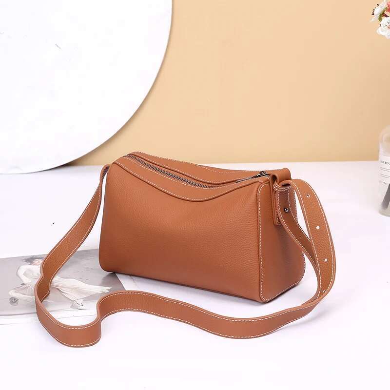 New Women Lady Popular Commuter Boston Crossbody Messenger Female Soft Genuine Leather Geometric Pillow Shoulder Bag