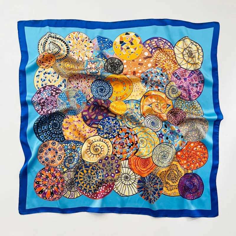 68cm Yellow Chain Horse Printed Scarf for Women Thin Imitation Silk Scarf Simple Light Luxury Style Scarves Headscarf Shawl W250602