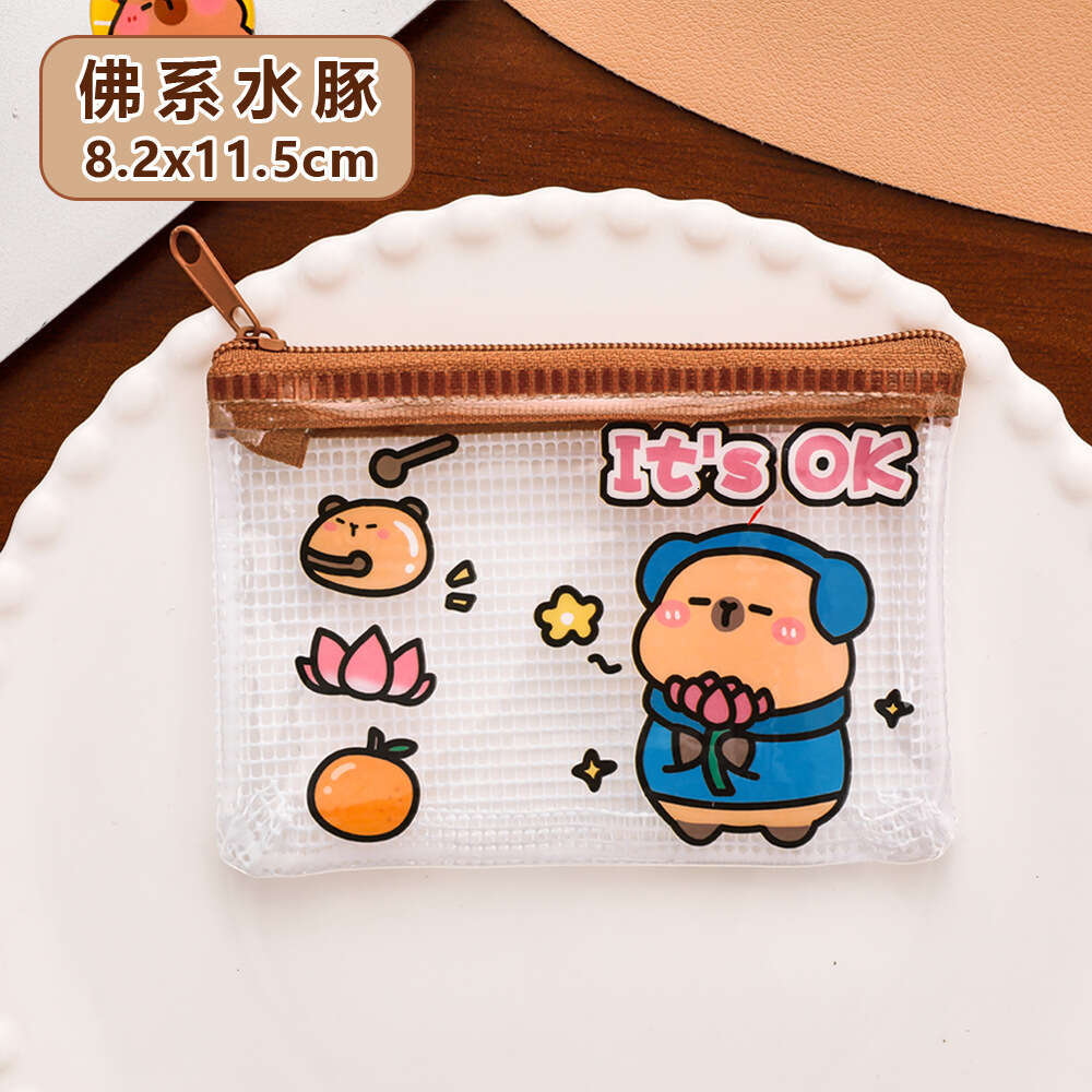 Kapibala Coin Purse Cartoon Cute Transparent Makeup Portable Earphone Card Storage Key Bag