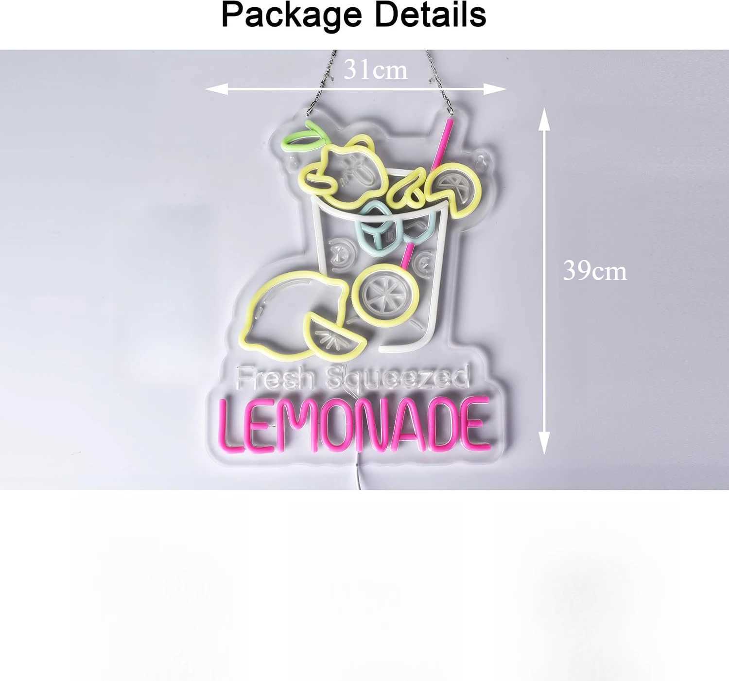 Lemonade Neon Sign USB Powered Ultra Bright Dimmable Neon Lights Hanging Wall Art Decor for Restaurant Shop Bakery Celebration XJ250602