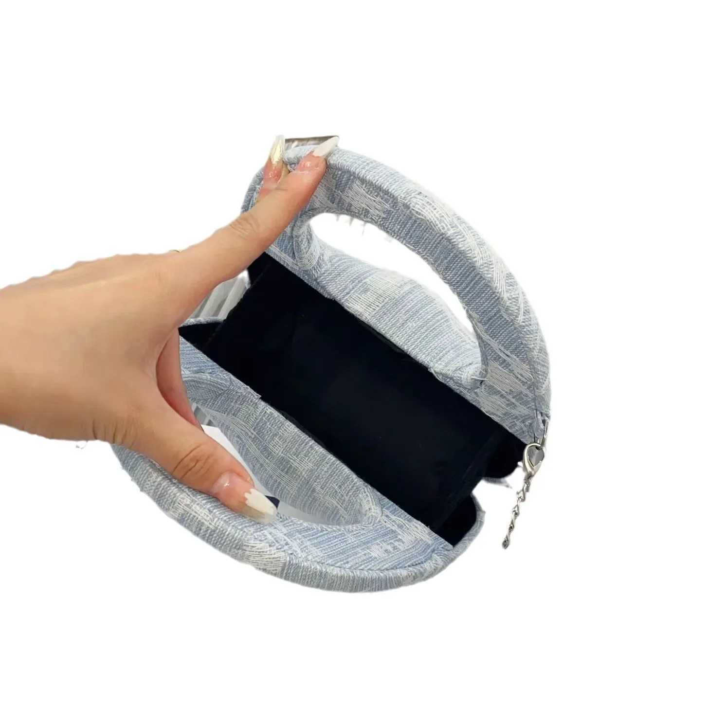 Mini 3D Denimcanva Clutch Crossbody Bag Ceramic Bean Box Mobile Phone Bag Handheld Diagonal Bags Hard Material Y250603
