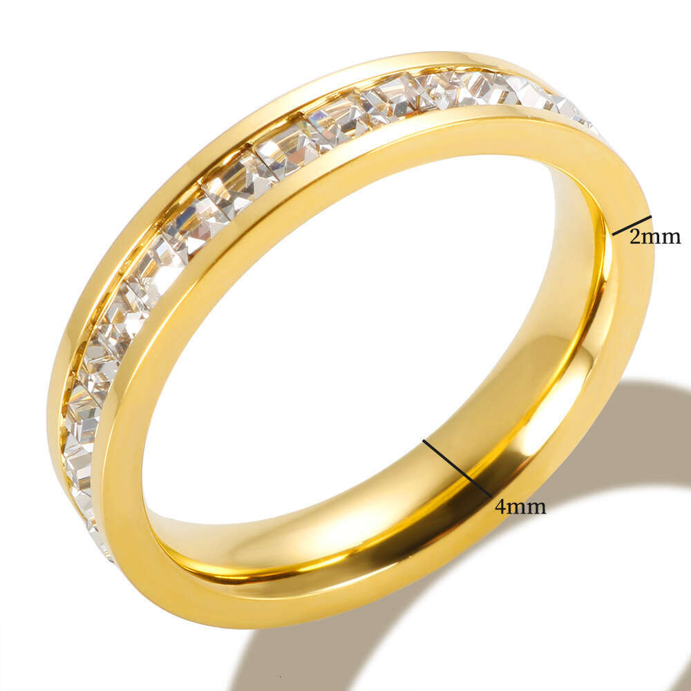 Trendy Personality Stainless Multi-Ring Stacking Gold-Plated Roman Numerals Inlaid Diamond Ring Titanium Steel Jewelry