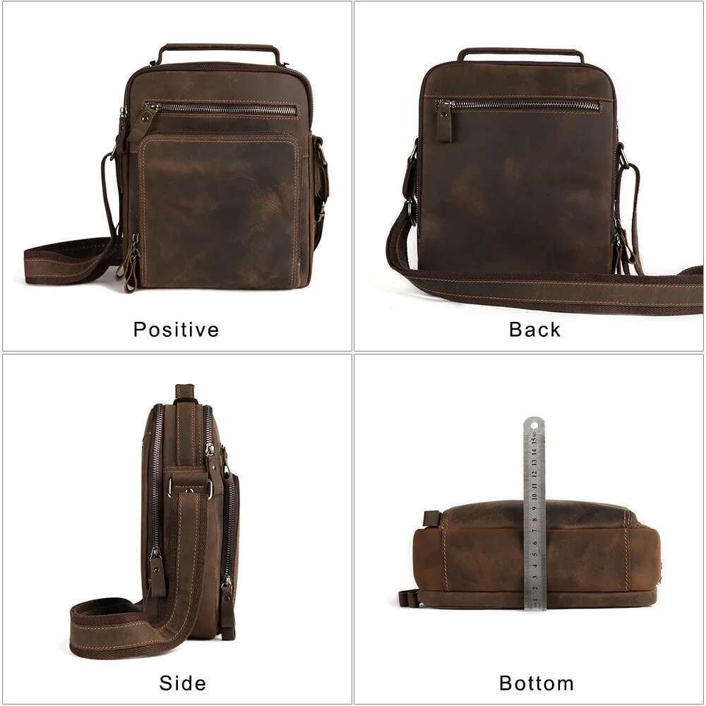 Genuine Leather For Men Vintage Handbags Small Flap Men's Shoulder Casual Office Messenger Bags Crossbody Bag