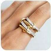 Exaggerated Four-Ring Two-Tone Stacked Full Diamond Zircon Copper Non-Tarnish Personality Ring