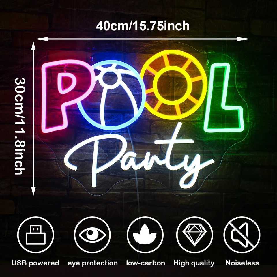 Pool Party BUSCH LIGHT Neon Sign 5V USB Powered Wall Art Hanging Decor LED Neon Light For Swimming Club Birthday Party Bar GiftsXJ250602