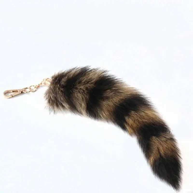 AXYD Raccoon Tail Key-Ring Tails Chain Keychain Animal Keyring XJ250602