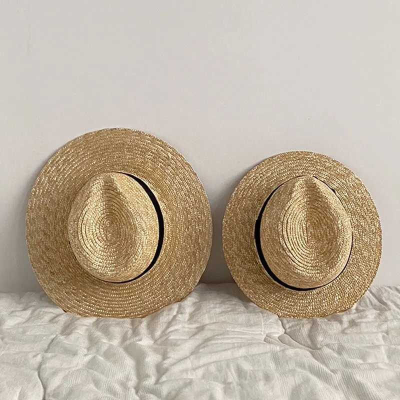 New Trend Summer Wide Brim Straw Hat Chapeau Ladies Panama Sun Hats Boater Black Beach Hat Sombrero Mujer Fedora Cowboy Jazz Cap W250602