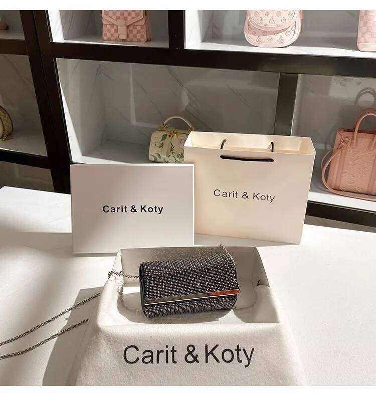 Glitter Shiny Clutch Purse For Wedding Party Crystal Rhinestones Dia Evening Women's Handbag Shoulder Chain Bag