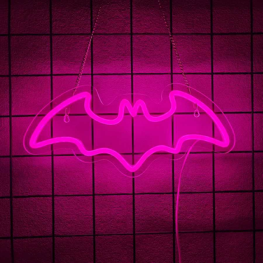Halloween Bat LED Neon Sign Ghost Light Up Signs for Wall Decor Hanging Neon Lights for Home Bar Coffee Stores Window Decor XJ250602