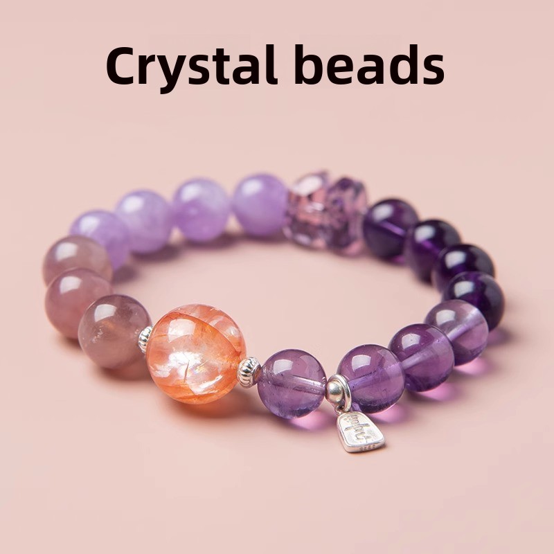 Natural crystal, amethyst multi-treasure crystal bracelet,Amethyst,wuxing implied meaning Cognitive awakening Mentor magnetism Wisdom-romance balance