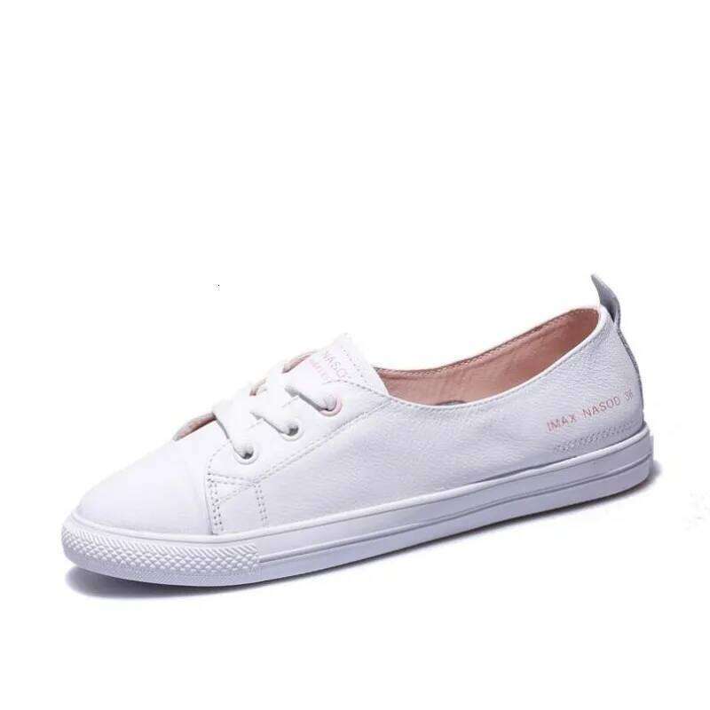 2023 New Genuine Leather Casual Sneakers For Women Plus Size Spring Summer Skate Ladies Vulcanized Shoes Little White