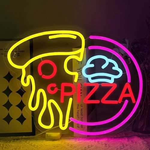 LED Pizza Shaped Neon Sign Wall Decor Pizzeria Kitchen Restaurant Party Bar Bedroom Decorative Neon Light Wall Decor Gift XJ250602
