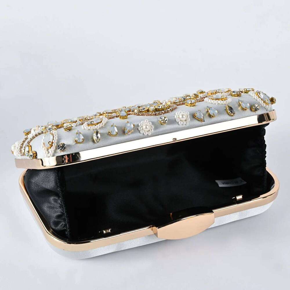 Shoulder Rhinestone Women Clutch Evening Bags With Dia Pearls Beads Messenger Handbag Phone Bag for Party