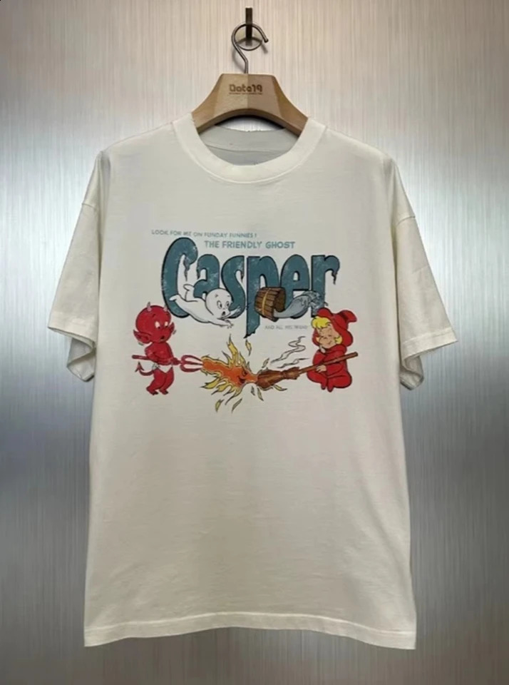 Summer Yao888 Cartoon Casper Graphics Print Casual Short Sleeve Men Clothing Tee Oversize Vintage Tee TShirt For Men 250530