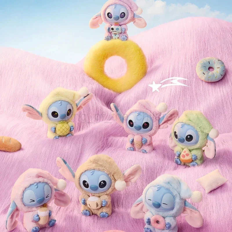 Disney Stitch Eat Something Before Sleep Series Plush Blind Box Vinyl Toys Cute Doll Mystery Box Bag Pendant Decor Gift W250609