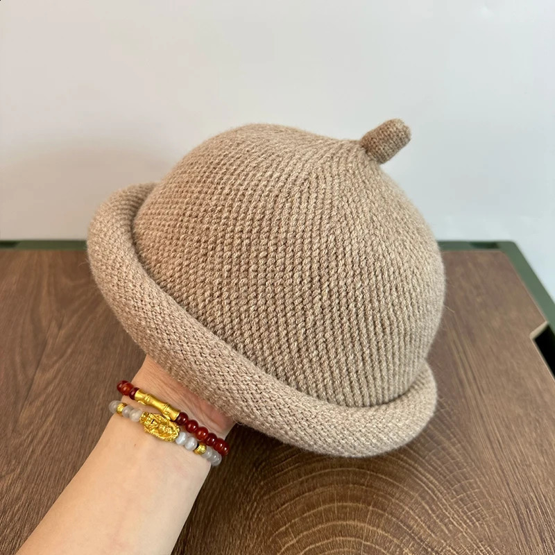 Winter Hat Warm Outdoor Knitted Melon Hat Unisex Japanese Casual Nipple Shape Beanies Hat Cap For Women Men 250530