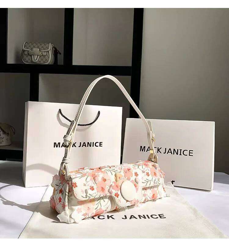 New Fashion Women's Handbag Appliques Floral Lace Square Textured Leather Shoulder Underarm Lady Purse Female Casual Bag