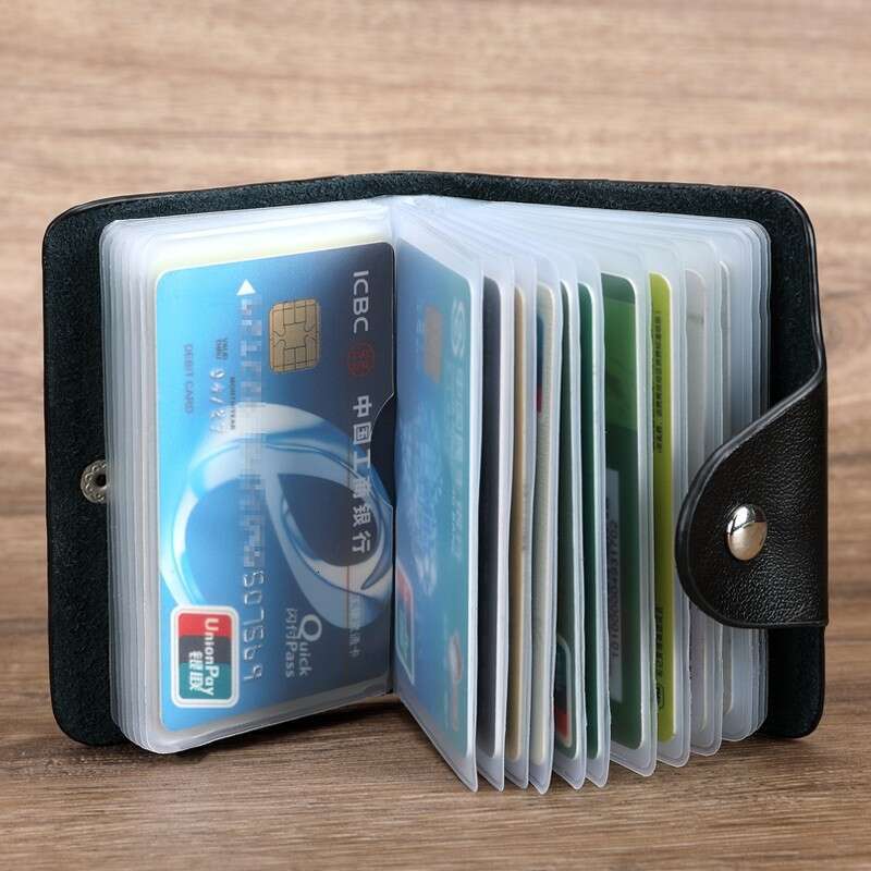 Fashion Women's Men's Multi-Card Slot Holder Business Bank Credit Card Case Genuine Leather Driver's License