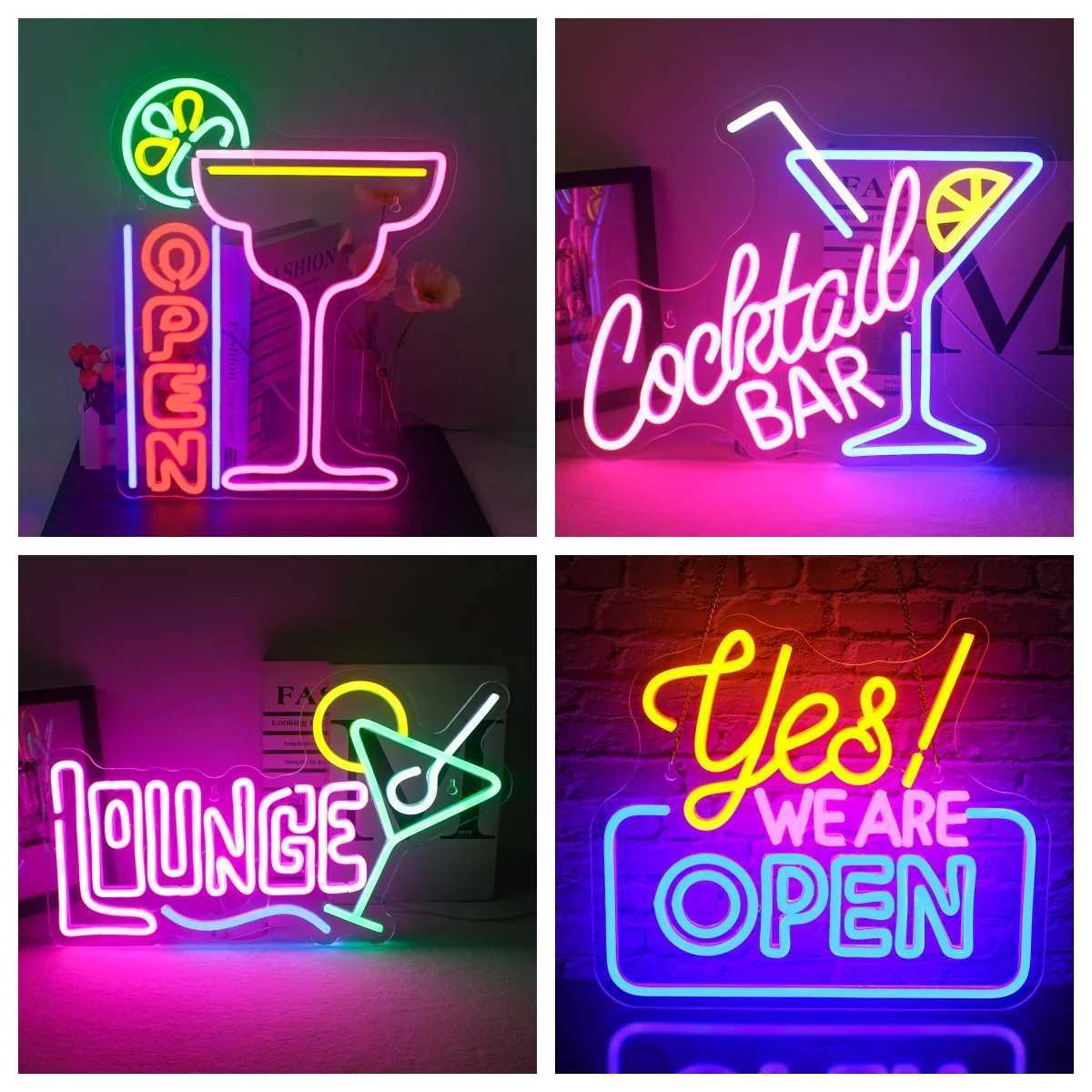 Open Welcome Bar Neon LED Sign USB Powered Room Wall Decoration For Pub Bar Club Mens Cave Party Restaurant Shop Sign Lights XJ250602