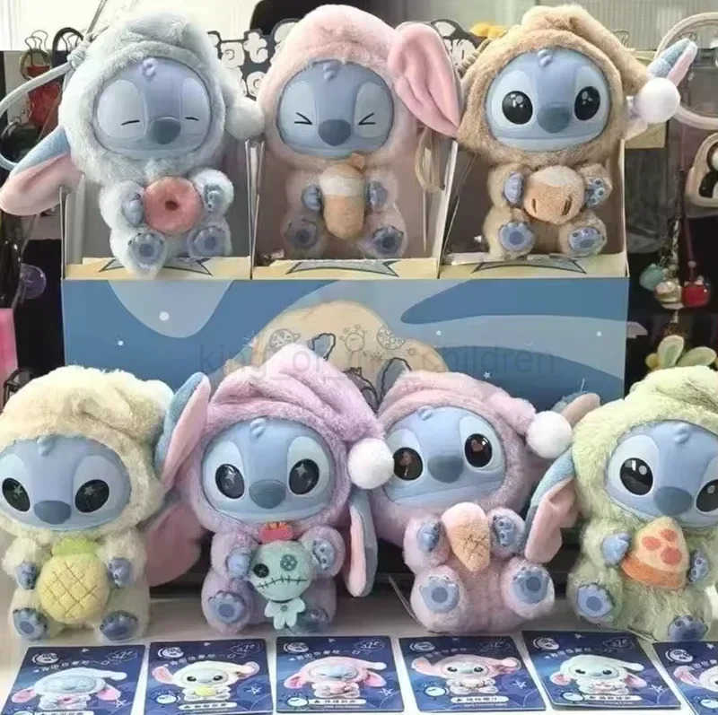 Disney 2025 New Stitch Eat Something Before Sleep Series Vinyl Blind Box Pendant Cute Doll Mystery Box Cute Toy Doll Holiday Gift Toys W250603