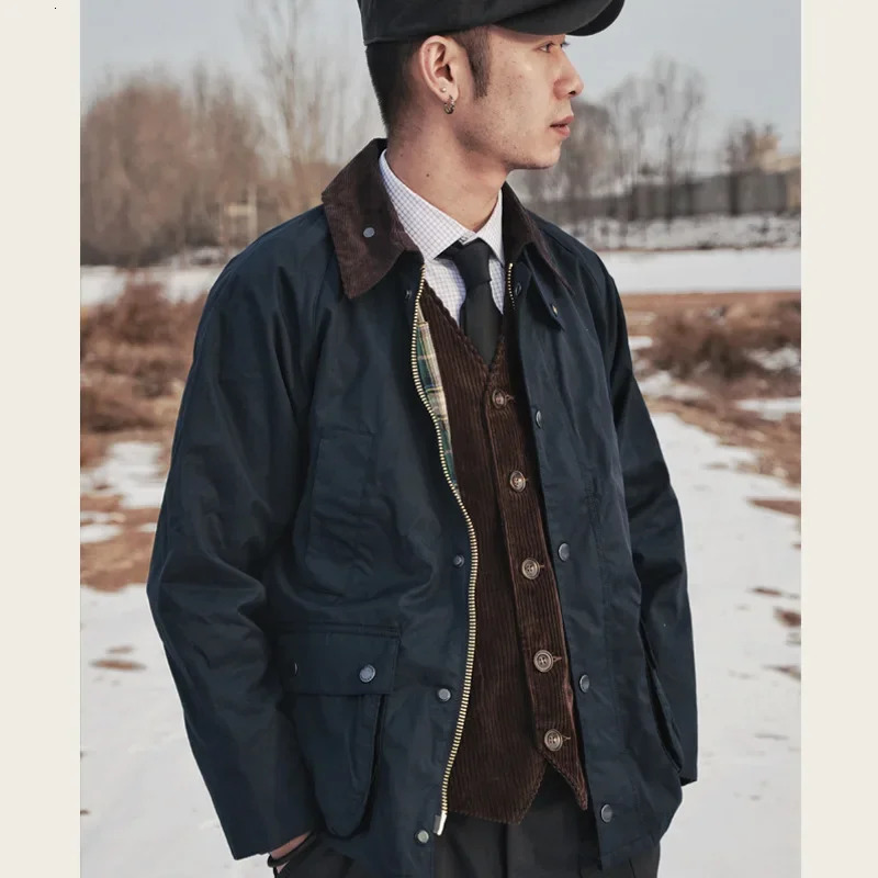 Gddqsdc English Vintage Hunting Wear Non-wax Jacket Mens Spring Autumn Waterproof Windproof Working Jacket Bbra Duplicate 250530