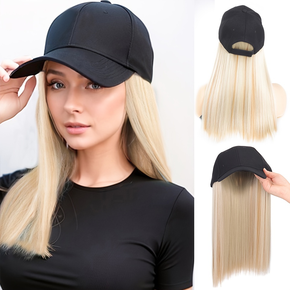 Connection Straight Hair Baseball Cap Adjustable Synthetic Beginner-Friendly Elegant Natural Appearance Suitable for Daily Use