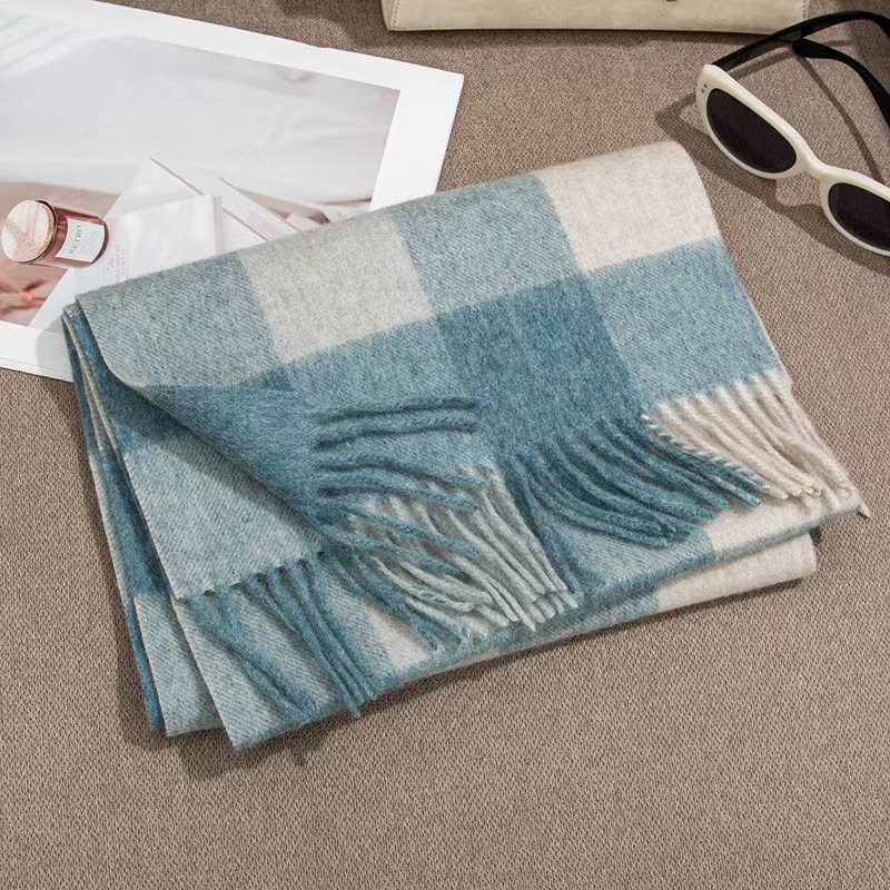 T870 wool scarf high-grade men and women all-match thickened autumn and winter new plaid splicing warm neck scarf