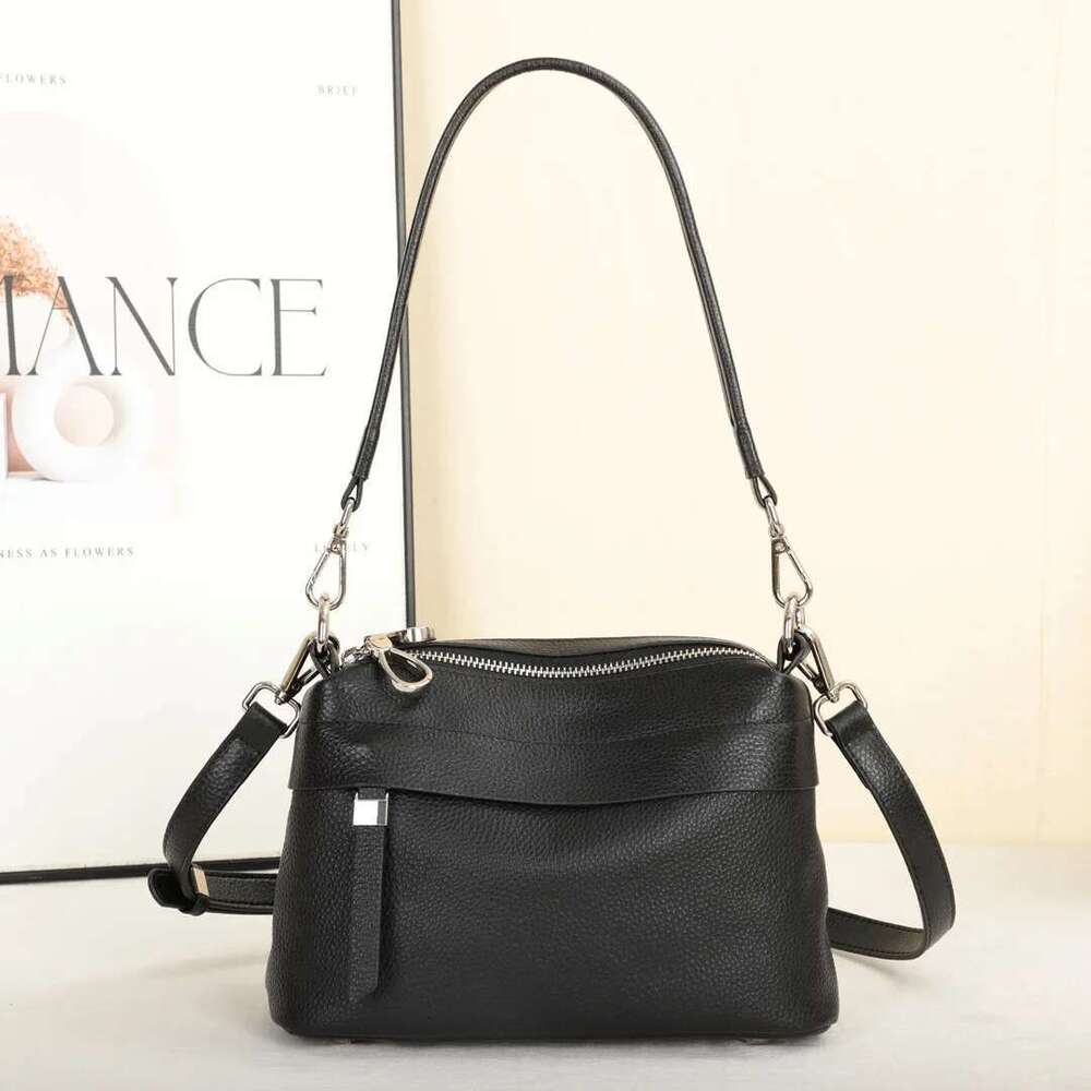 Head Layer Cowhide Leather Women's Shoulder Crossbody Large Capacity Multi Compartment Handbag Casual Practical Armpit Bag