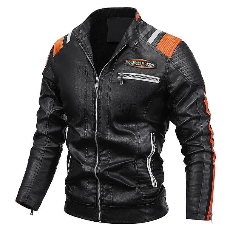 PU Blazers Fleece Thick Jackets Male Windproof Street Style Trend High Quality Men Brand New Leather Jacket