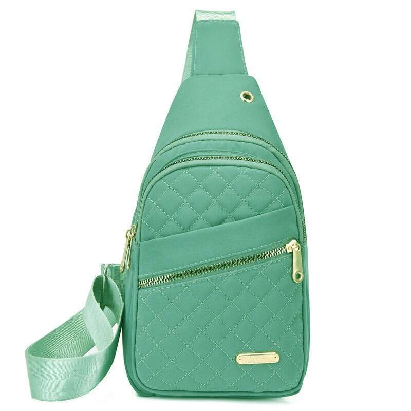 DHgargets New Multi-Layer Embroidery Women's Chest Bag Korean Style Large Capacity Outdoor Casual Crossbody Backpack Zipper Closure