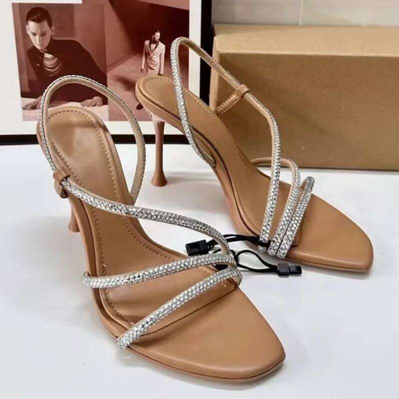 Fashion Elegant High Heels Women Party Shoes Open Toe Shiny Dia Strap Sexy Ladies Slingback Summer Footwear Wedding Sandals