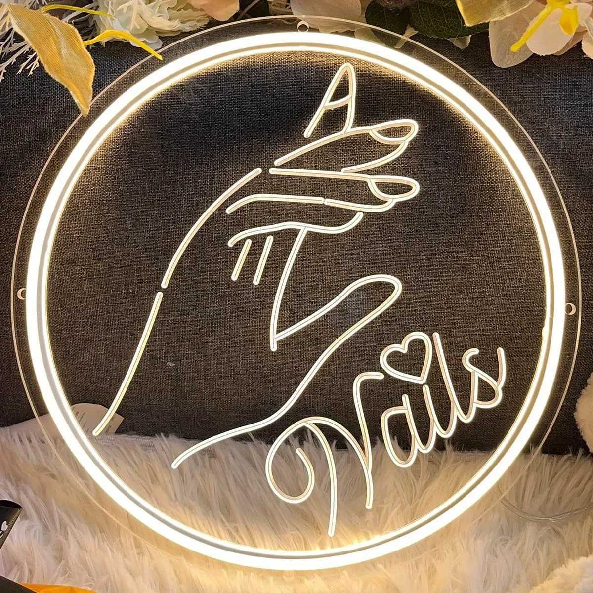 Nails Neon Sign Wall Decor Open Neon Light Sign Indoor Outdoor LED Night Light Commercial Wall Art Room Decor Birthday Gifts XJ250602