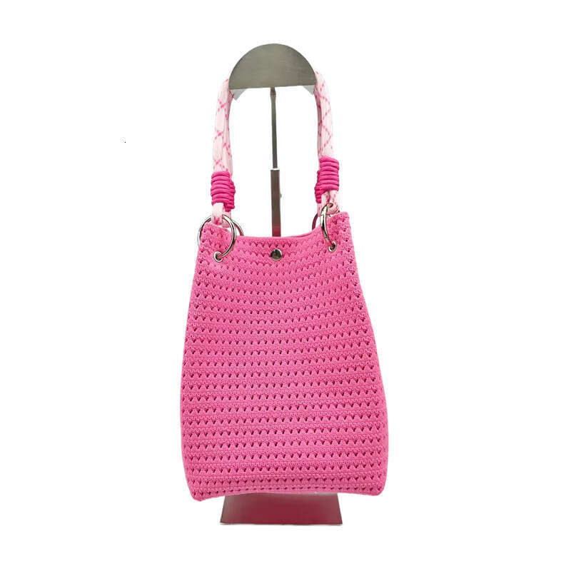 New Ring Knitted 3D Magnetic Buckle Handbag Clutch Woven Bucket Bag