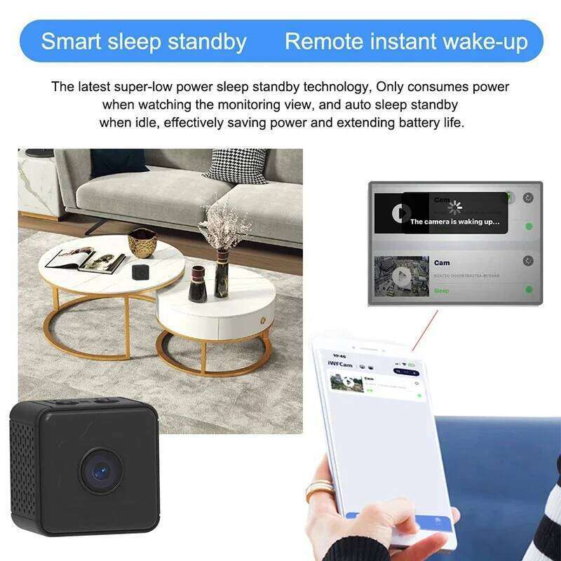 AEVYVKV Wireless WiFi Remote Monitor Mini Tiny Home IP Camera With Built-In In Super-Long Battery Life