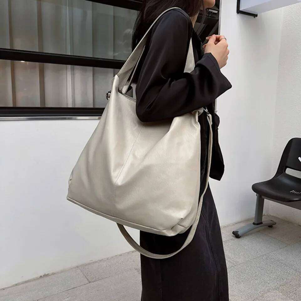 VONMONAN Fashion Big PU Leather Tote for Women Trendy Female Simple Large High Capacity Retro Shoulder Side Bag Handbags