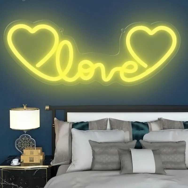 Love Heart LED Neon Sign USB-Powered Wall Decor Cursive Love Design Warm White Glow for Weddings Proposals Gifts Modern HomeXJ250602