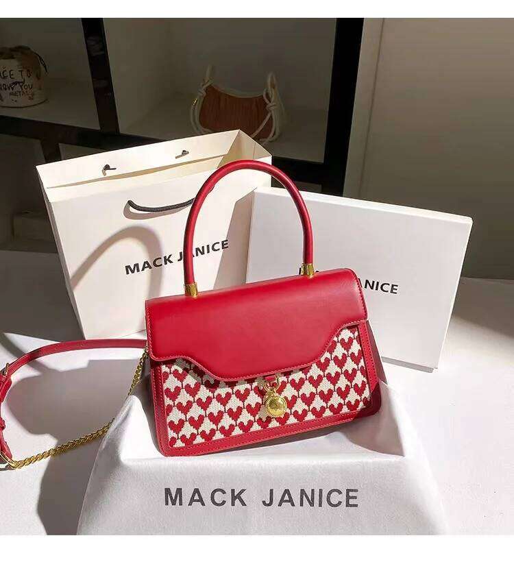 High Quality Red Knitted Square Large Capacity Women Handbag Lady Purse Female Shoulder Messenger Casual Wedding Bag
