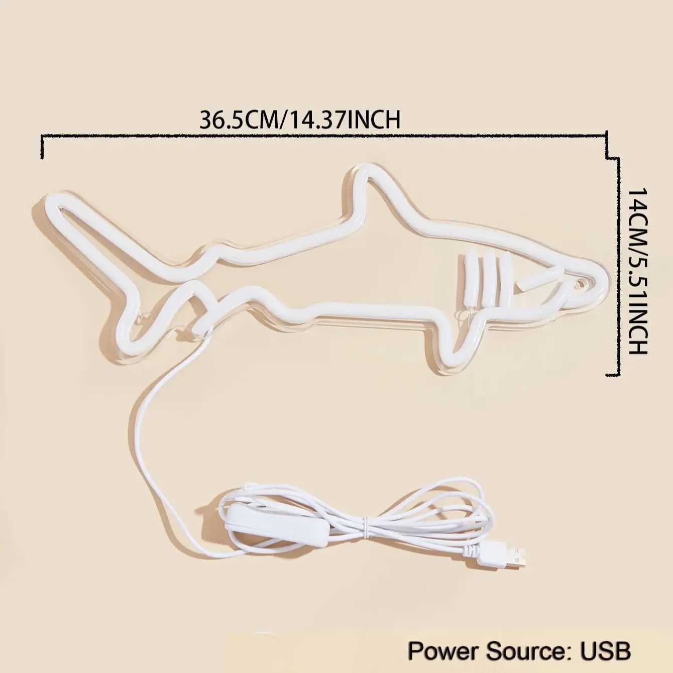 Chi-buy LED Neon Shark USB Powered Neon Signs Night Light 3D Wall Art Bedroom Room Decor Lamp Signs Birthday Gift XJ250602