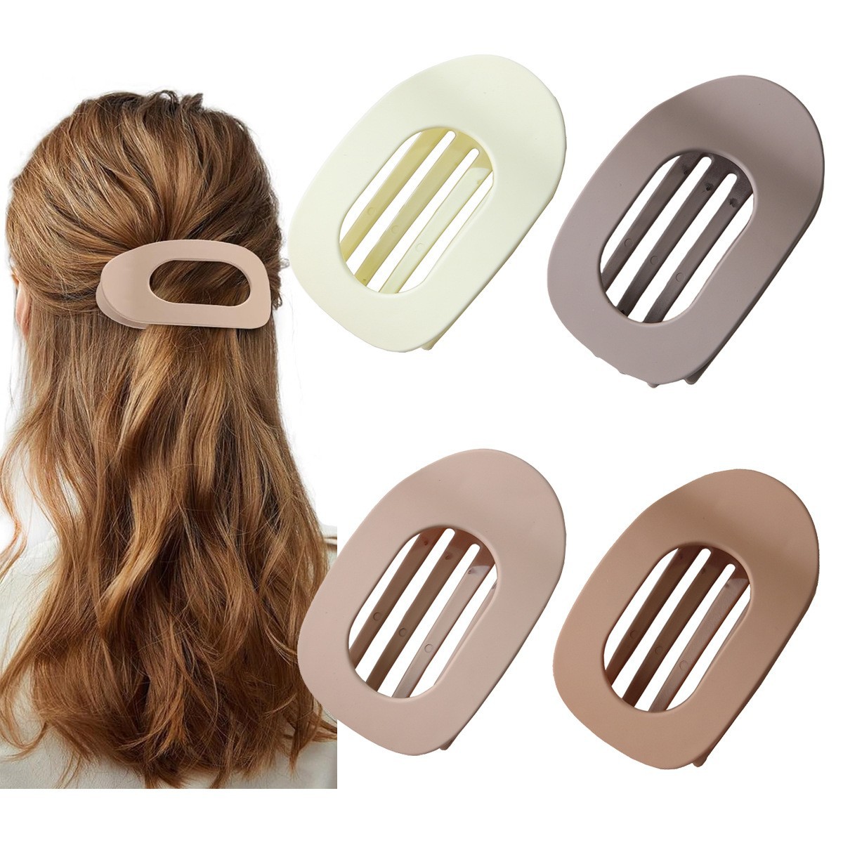 New Style Elegant and Versatile Leopard Print Oval Duck Bill Abalone Hair Clips for Half Up Hairstyles at the Back of the Head European and American H