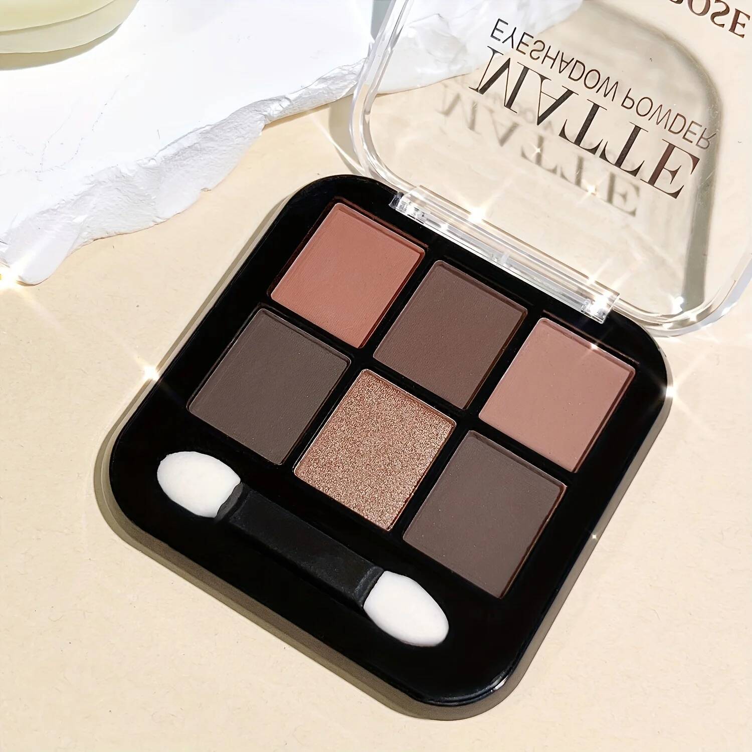 6 Colors Palette With Brush Matte Pearly Glitter High Pigmented Eyeshadow y Makeup Brown Color Brightening Eyelid