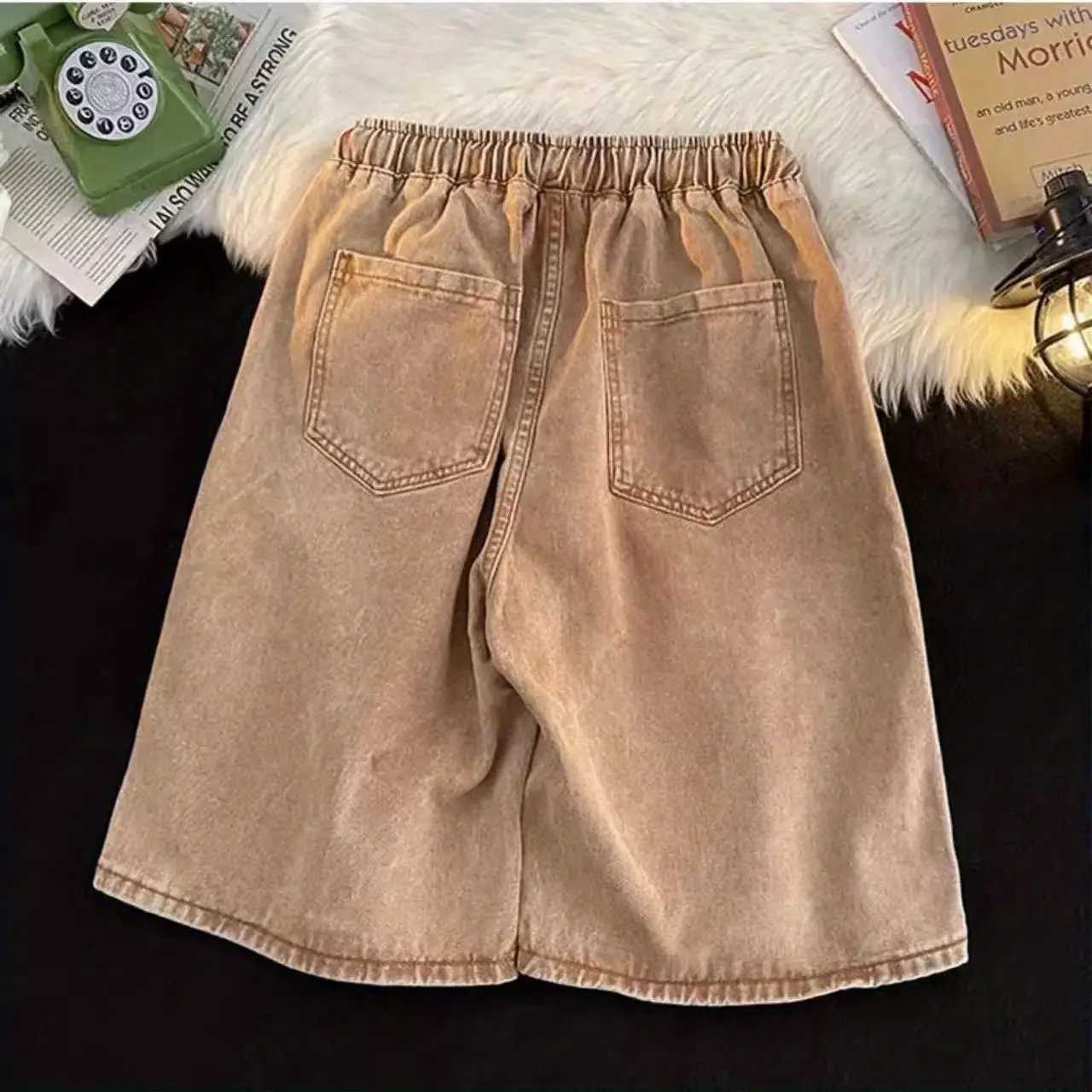 Drawstring Baggy Half Mens Short Jeans Pants Y2k Fashion Popular XL Designer Summer Vintage Original Blue Emo Male Denim Shorts T250603