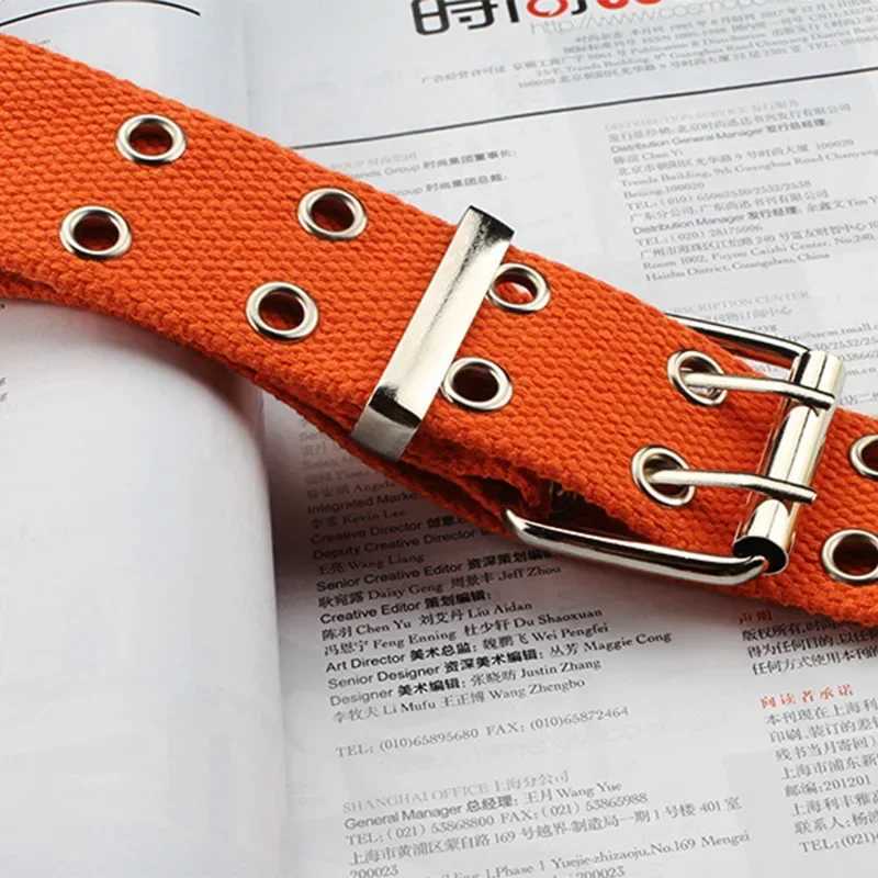 New Design Harajuku Wide Waistband Canvas Web Double Grommet Hole Buckle Belt Female Male Waist Strap Belts for Women Men Jeans XJ250602