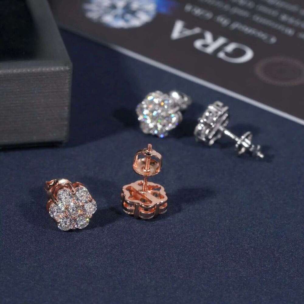 9mm Sun wer Design Sterg Sier VVS Moissanite Stud Hip Hop Earring Jewelry For Men Women