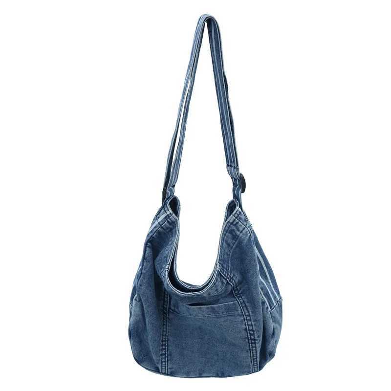 Retro Thread Design Women Denim Shoulder Bags Fashion Large Capacity Ladies Crossbody Bag Casual Portable Female Handbags Tote W250602