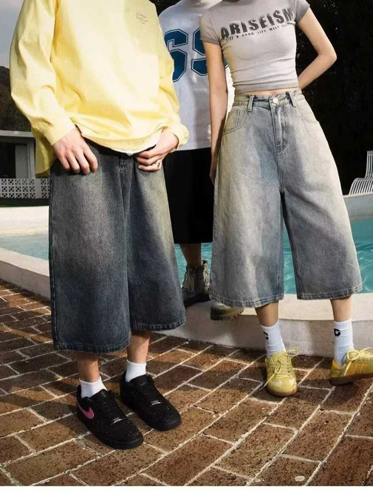 Wide-leg Seven-point Denim Shorts Mens 2025 Summer New High-end Fashion Brand Straight Casual Pants Man Jeans Y2k Clothes Baggy T250603