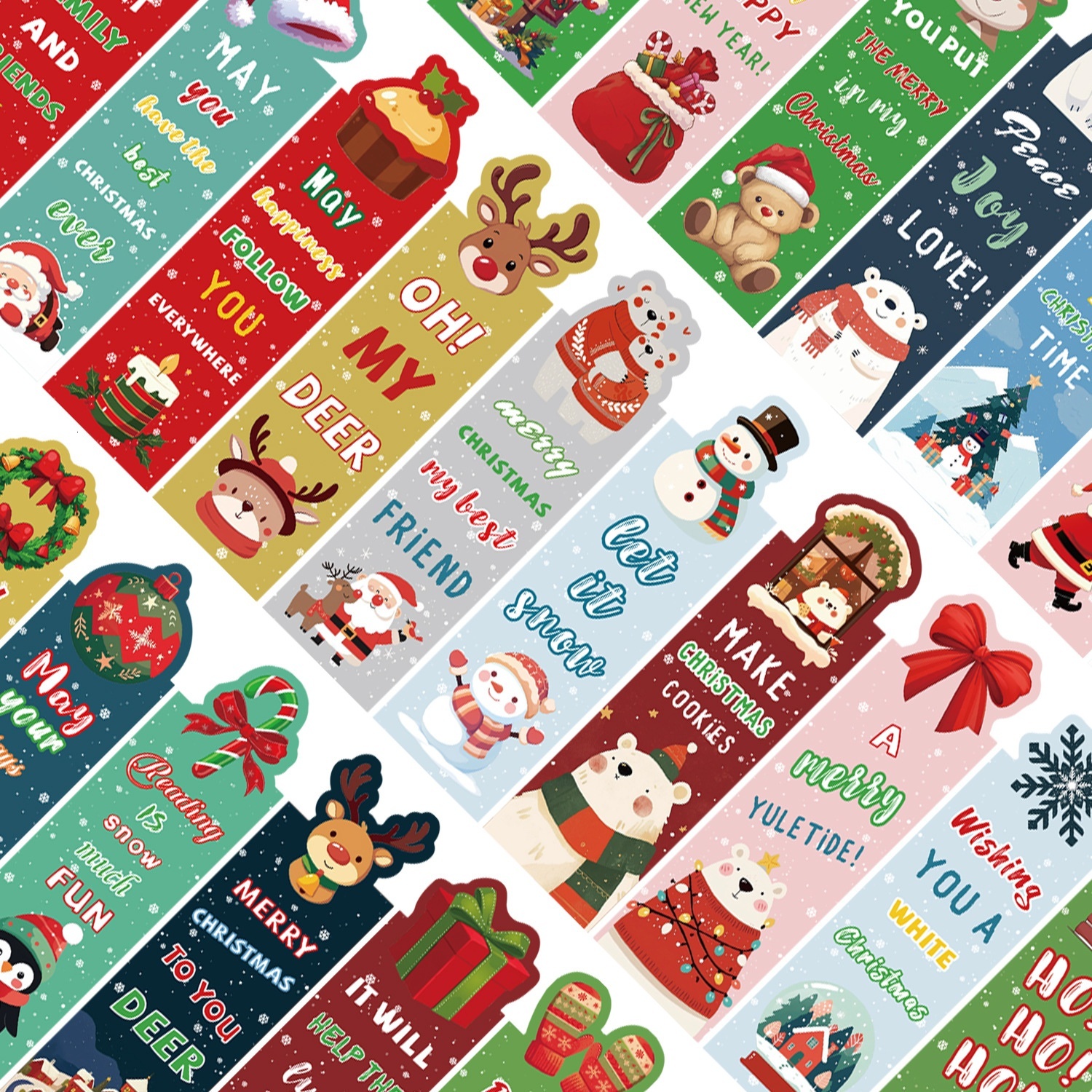 30 Cartoon Christmas Series Journal Artistic Creative Material Ins Reading Paper Bookmark DIY