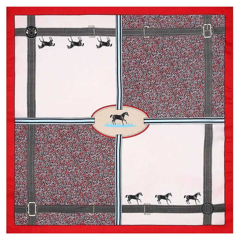 53cm Plaid Horse Silk Satin Summer Scarf Fashion Womens Small Square Scarves Hijab Headband Neck Tie Band Neckerchief Turban W250602