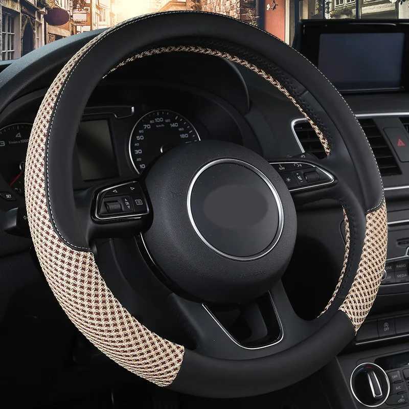 Car Steering Wheel Covers Accessories Fiber Leather With Inner Ring Interior Supplies Suitable For 14.5-15 Inches R250603